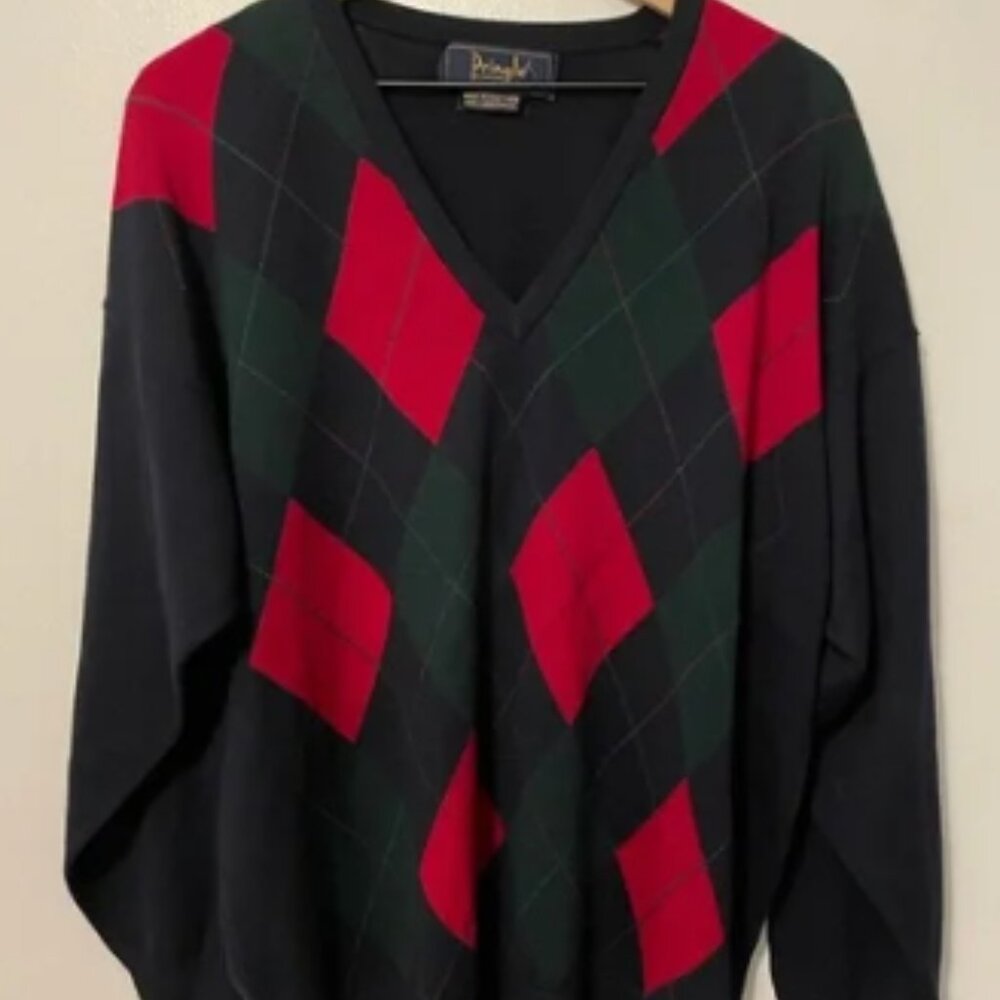 Pringle‎ of Scotland Men's Lambswool V Neck Argyle Sweater